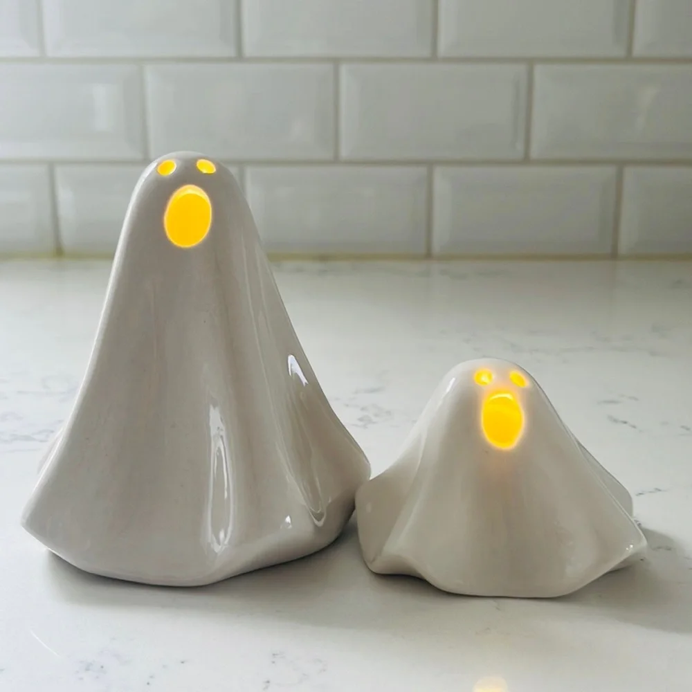 Crate&barrel LED Ceramic Halloween Ghosts